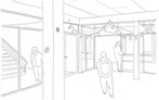 Visualisierung Schulanlage Tüffenwies Siegerprojekt TODOS JUNTOS - Begegnungsraum (Visualisierung: Karl Naraghi, Zürich)