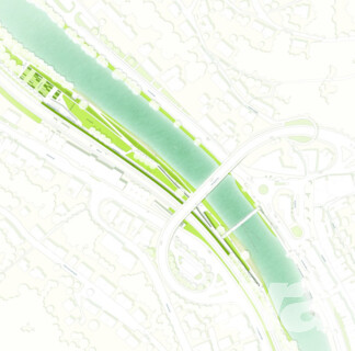 Lennepark am Bahnhofsufer mit Fußgängerbrücke