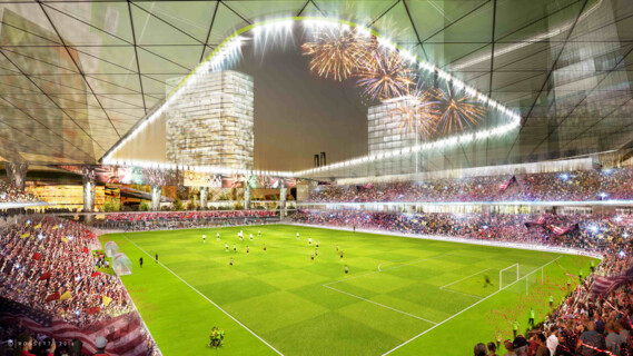 MLS Stadium & mixed-use district in Downtown Detroit