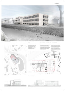 Erweiterung Altbau und die Fassadengestaltung am erweiterten Altbau des Beruflichen Schulzentrum