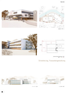 Erweiterung Altbau und die Fassadengestaltung am erweiterten Altbau des Beruflichen Schulzentrum