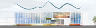 Wellenförmige Fassade für charakterstarkes Bürogebäude. Visualisierung: ATP architekten ingenieure/Hinterwirth Architekten