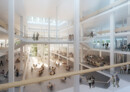 Forum: Eine grosse zentrale Halle verbindet den Trapezkörper und den Sockel über fünf Geschosse hinweg. © Herzog & de Meuron