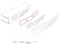 Öffnungselemente der Fassade: Fassadenbiegung -15/15 Grad, Holzfensterrahmen mit Unterkonstruktion, Abwinkelung/Biegung der Fassade an strategischen Punkten, Sonnenschutzgitter