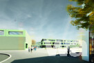 Perspektive Quartiersplatz mit Blick zum Schuleingang