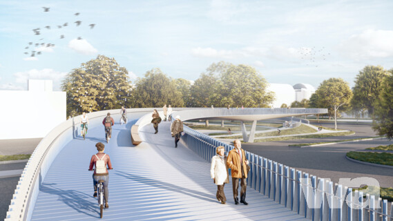 Neubau einer Rad- und Fußgängerbrücke über den Neckar vom nördlichen Neckarufer über den Gneisenauplatz bis neue Gneisenaubrücke westlich des Hbf
