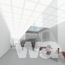 Blick vom Cafe zur Bibliothek