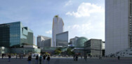 HEKLA seen from the Parvis of Paris La Défense, with the Grande Arche on the right. ©Ateliers Jean Nouvel