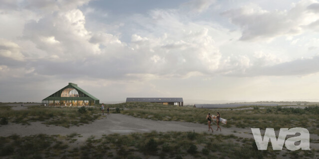 Strandhalle und Wohnunterkunft auf Spiekeroog