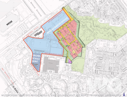 Bertolt-Brecht-Schule / Gretel-Bergmann Grundschule mit Hort | © Übersichtsplan Wettbewerbsgebiet