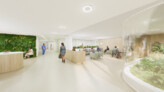Impression of entrance area, Maastricht UMC+ Clinic (Definitive design yet to be finalized and may differ from this image). Image: © EGM architecten