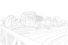 Visualisierung Schulanlage Tüffenwies Siegerprojekt TODOS JUNTOS - Die Silhouette des neuen Schulhauses (Visualisierung: Karl Naraghi, Zürich)