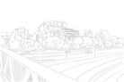 Visualisierung Schulanlage Tüffenwies Siegerprojekt TODOS JUNTOS - Die Silhouette des neuen Schulhauses (Visualisierung: Karl Naraghi, Zürich)