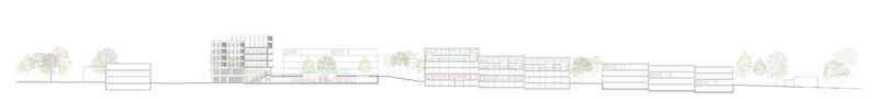 3. Preis .atelier coa, Stuttgart · Planstatt Senner für Landschaftsarchitektur und Umweltplanung, Überlingen | Längsschnitt Quartier