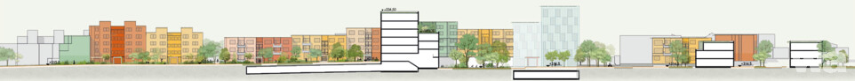 Anerkennung StudioVlayStreeruwitz ZT GmbH, Wien · Lindle + Bukor OG atelier für landschaft, Wien | Längsschnitt Quartier