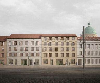 Vier Häuser an der Friedrich-Ebert-Straße im Block IV Potsdamer Mitte