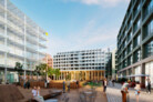 Gewinner / Winner: Benthem Crouwel Architects, Amsterdam · OVA Opočenský Valouch Architekti, Prag | Image: View of the new square in the central part of the 4th Quadrant development © Benthem Crouwel Architects