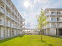 Auszeichnung: Collegium Academicum, Heidelberg-Rohrbach | Bauherr*innen: Collegium Academicum GmbH, Heidelberg | Architekt*innen: DGJ Architektur GmbH, Frankfurt am Main; Biek Architektur, Frankfurt am Main (LPH 8) (Bauleitung); hhpberlin Ingenieure für Brandschutz GmbH, Berlin (Brandschutz LPH 1-4); Schoob Architektur, Offenbach am Main (Brandschutz LPH 5-7) | Landschaftsarchitekt*innen: DGJ Architektur GmbH, Frankfurt am Main (LPH 1-4); GDLA Gornik Denkel landschaftsarchitektur partg mbb, Heidelberg (LPH 5-7) | Foto: Urheberrecht Thilo Ross Urh. Nr. 4026999, Quelle: DGJ Architektur GmbH.
