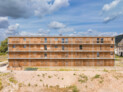 Auszeichnung: Collegium Academicum, Heidelberg-Rohrbach | Bauherr*innen: Collegium Academicum GmbH, Heidelberg | Architekt*innen: DGJ Architektur GmbH, Frankfurt am Main; Biek Architektur, Frankfurt am Main (LPH 8) (Bauleitung); hhpberlin Ingenieure für Brandschutz GmbH, Berlin (Brandschutz LPH 1-4); Schoob Architektur, Offenbach am Main (Brandschutz LPH 5-7) | Landschaftsarchitekt*innen: DGJ Architektur GmbH, Frankfurt am Main (LPH 1-4); GDLA Gornik Denkel landschaftsarchitektur partg mbb, Heidelberg (LPH 5-7) | Foto: Urheberrecht Thilo Ross Urh. Nr. 4026999, Quelle: DGJ Architektur GmbH.