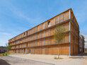 Auszeichnung: Collegium Academicum, Heidelberg-Rohrbach | Bauherr*innen: Collegium Academicum GmbH, Heidelberg | Architekt*innen: DGJ Architektur GmbH, Frankfurt am Main; Biek Architektur, Frankfurt am Main (LPH 8) (Bauleitung); hhpberlin Ingenieure für Brandschutz GmbH, Berlin (Brandschutz LPH 1-4); Schoob Architektur, Offenbach am Main (Brandschutz LPH 5-7) | Landschaftsarchitekt*innen: DGJ Architektur GmbH, Frankfurt am Main (LPH 1-4); GDLA Gornik Denkel landschaftsarchitektur partg mbb, Heidelberg (LPH 5-7) | Foto: Urheberrecht Thilo Ross Urh. Nr. 4026999, Quelle: DGJ Architektur GmbH.