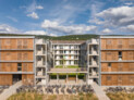 Auszeichnung: Collegium Academicum, Heidelberg-Rohrbach | Bauherr*innen: Collegium Academicum GmbH, Heidelberg | Architekt*innen: DGJ Architektur GmbH, Frankfurt am Main; Biek Architektur, Frankfurt am Main (LPH 8) (Bauleitung); hhpberlin Ingenieure für Brandschutz GmbH, Berlin (Brandschutz LPH 1-4); Schoob Architektur, Offenbach am Main (Brandschutz LPH 5-7) | Landschaftsarchitekt*innen: DGJ Architektur GmbH, Frankfurt am Main (LPH 1-4); GDLA Gornik Denkel landschaftsarchitektur partg mbb, Heidelberg (LPH 5-7) | Foto: Urheberrecht Thilo Ross Urh. Nr. 4026999, Quelle: DGJ Architektur GmbH.