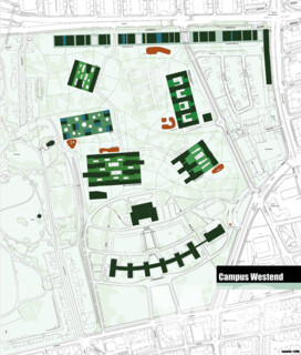 Campus Westend der Johann-Wolfgang Goethe-Universität | © 4. Preis de+ architekten - Lageplan mit Einfamilienhaussiedlung