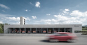 Neubau Feuerwehr und Bauhof-Metzingen - Ansicht  West - Straßenansicht | © Bernhard Tränkle