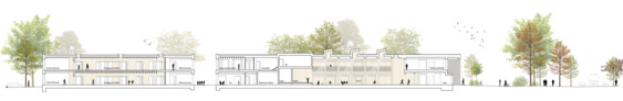 Länsschnitt Hauphaus und Lernhaus | © farwick+grote Architekten BDA Stadtplaner, Ahaus/Dortmund