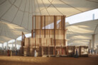 Rendering of the exterior of the winning design by EAST Architecture Studio, Rayyane Tabet and AKT II. Image copyright EAST Architecture Studio.