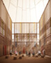 Rendering of the interior courtyard of the winning design by EAST Architecture Studio, Rayyane Tabet and AKT II. Image copyright EAST Architecture Studio.
