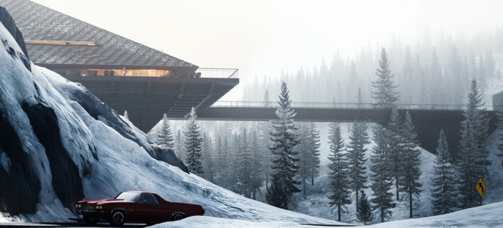 Conceptual architectural design of the base station for the „Hajla and Štedim“ ski center
