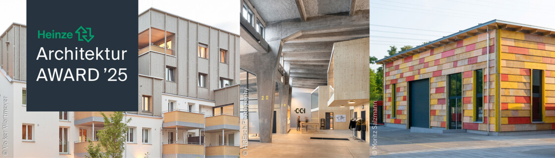 Heinze ArchitekturAWARD 2025 | Bild: Heinze GmbH | Fotos v.l.n.r.: Volker Wortmeyer, HGEsch Photography, Moritz Salzmann