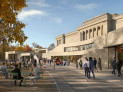 Finalist: Studio Gang, Chicago, Illinois with SCAPE, Atelier Ten, JSA/MIXdesign, Snyder Consultancy, Heritage Consulting Group, Burns & McDonnell, Lam Partners, Altieri, Thornton Tomasetti || Image: Art Bluff with the enhanced Donald J. Hall Sculpture Park © Studio Gang and Malcolm Reading Consultants