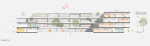 Bildungscampus Willi Resetarits - Schnitt B | © Kronaus Mitterer Architekten ZT GmbH, Wien/Berlin
