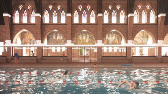 Transformation of the vacant St. Francis of Assisi Church in Heerlen into a public swimming pool