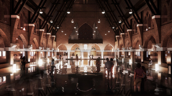 Transformation of the vacant St. Francis of Assisi Church in Heerlen into a public swimming pool