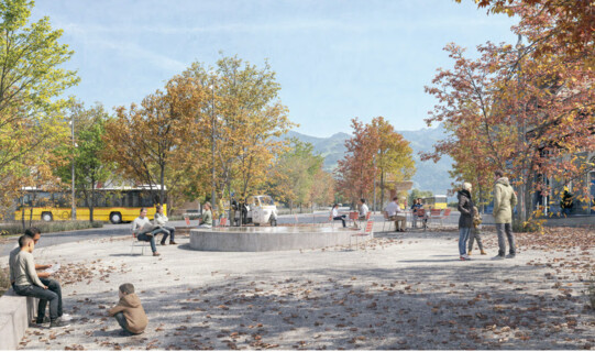 Bushof und Bahnhofplatz Uznach