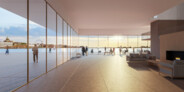Finalist: Tau || A view of the building’s lobby, which opens out to the sea and the Market Square.