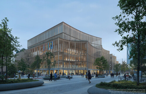 Neues Zentralbad mit Sporthallen / Centralbad med sporthallar