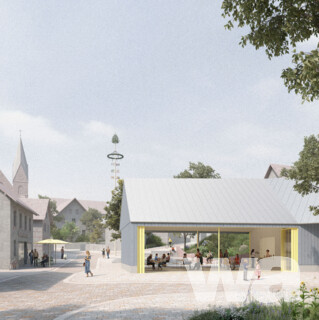 Platzgestaltung am Johann-Desch-Platz mit Dorfhaus und Ortsmitte