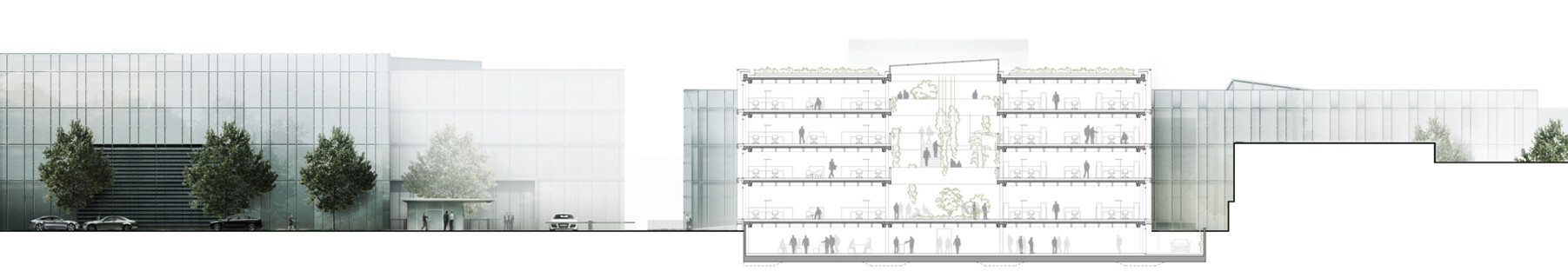 Entwurf eines Bürogebäudes und eines Pfortengebäudes unter Einbeziehung der städtebaulichen Weiterentwicklung des Campus HUGO BOSS